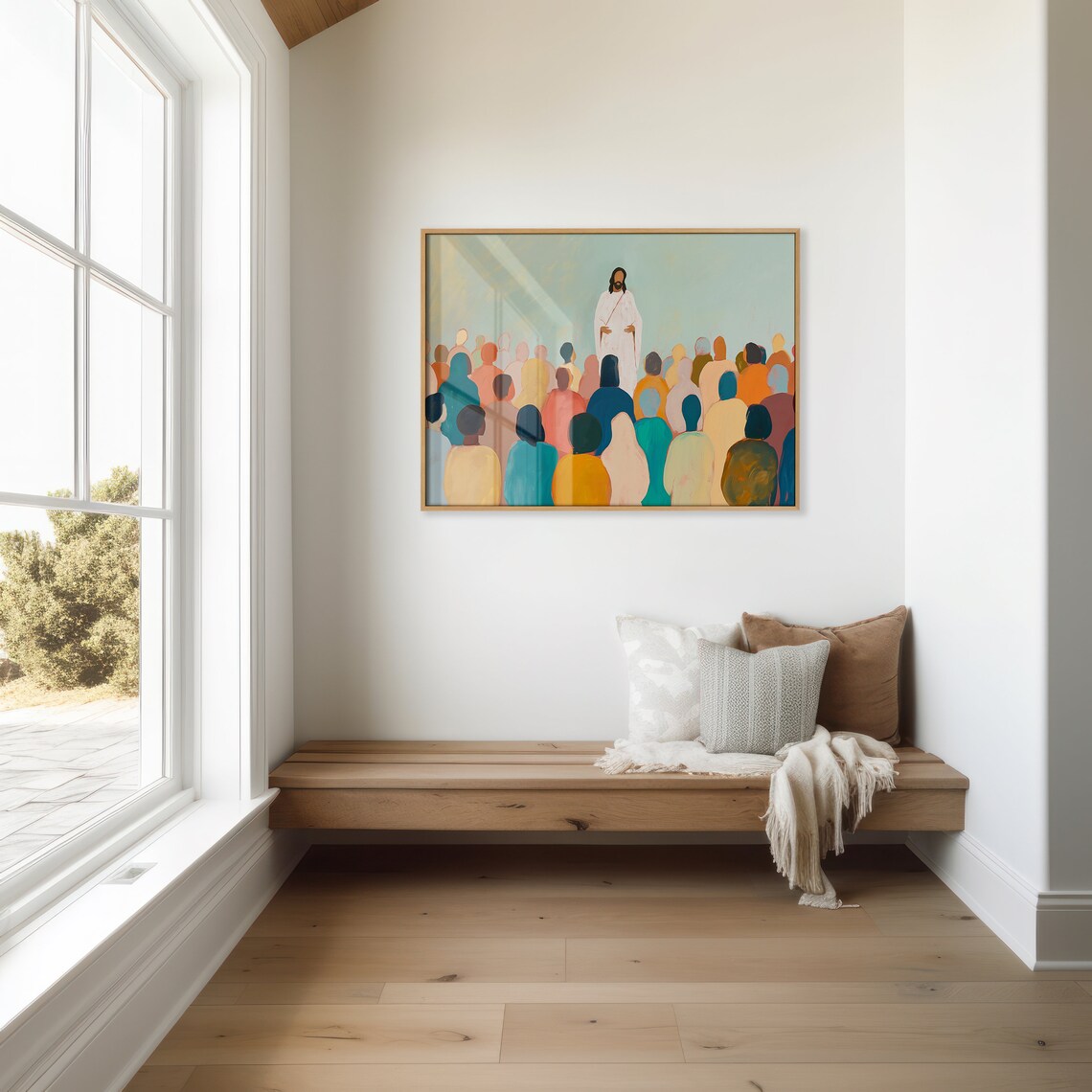 Jesus Christian Wall Art, Colorful Landscape Mural - Image 2