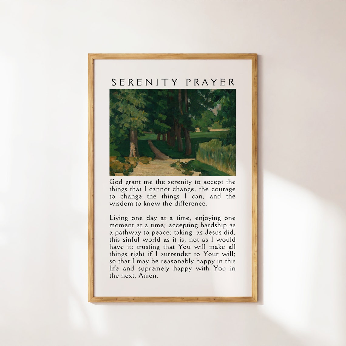Serenity Prayer Forest Path Vintage Landscape Christian Poster - Image 4