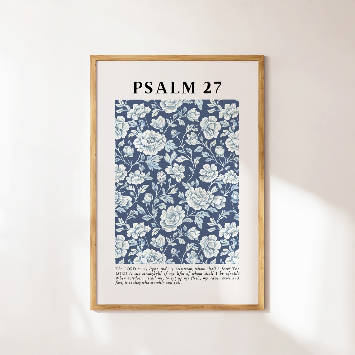 Psalm 27 Navy Vintage Christian Floral Art Print - Image 4