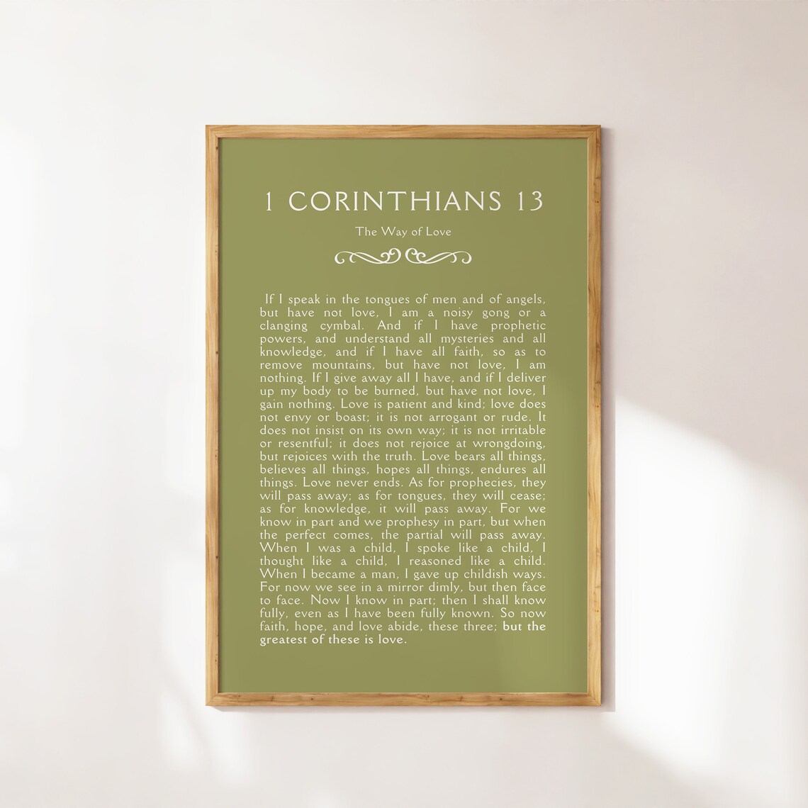 1 Corinthians 13 The Way of Love Sage Green Scripture Poster Art - Image 4