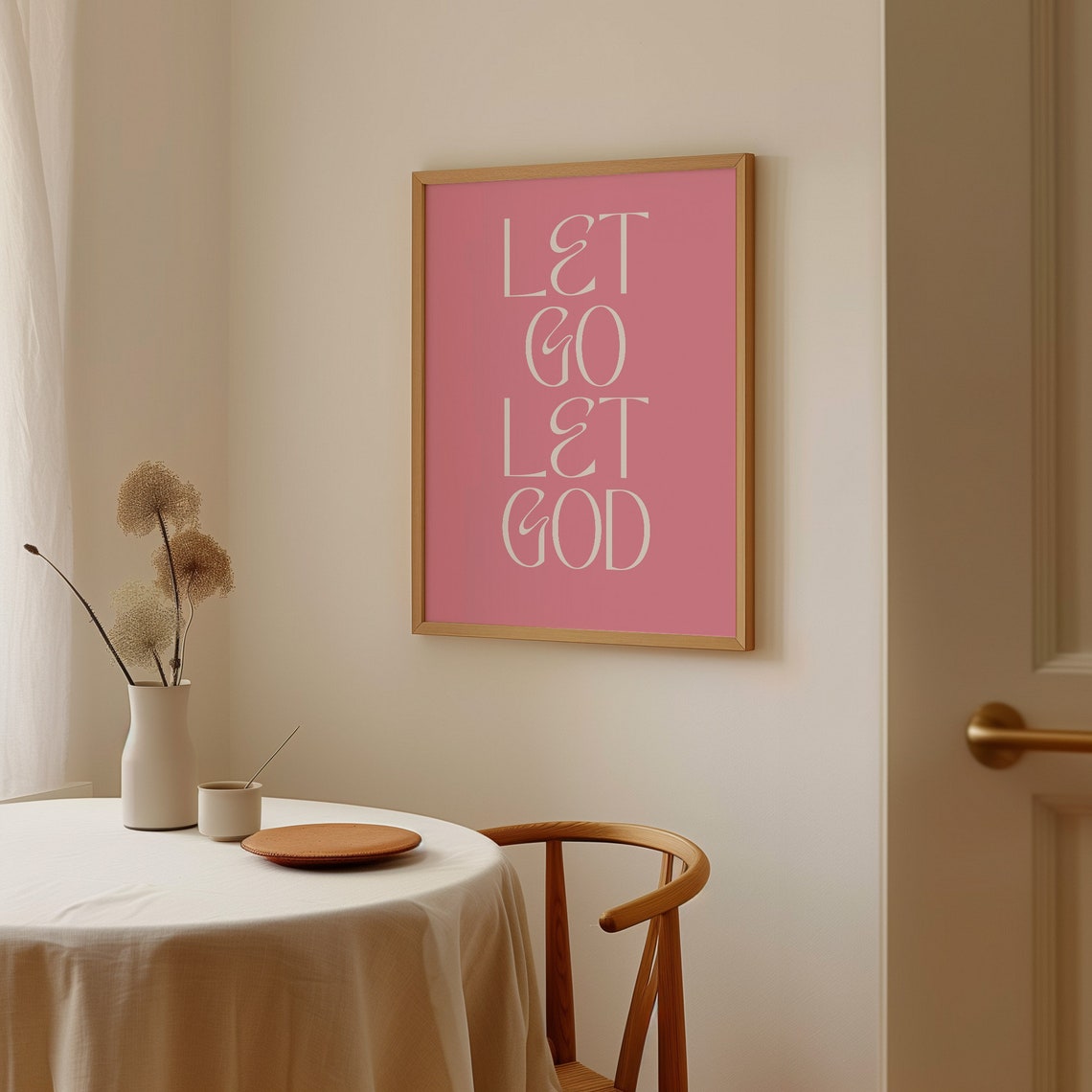 Let Go Let God Pink Elegant Serif Typography Christian Faith Poster - Image 3