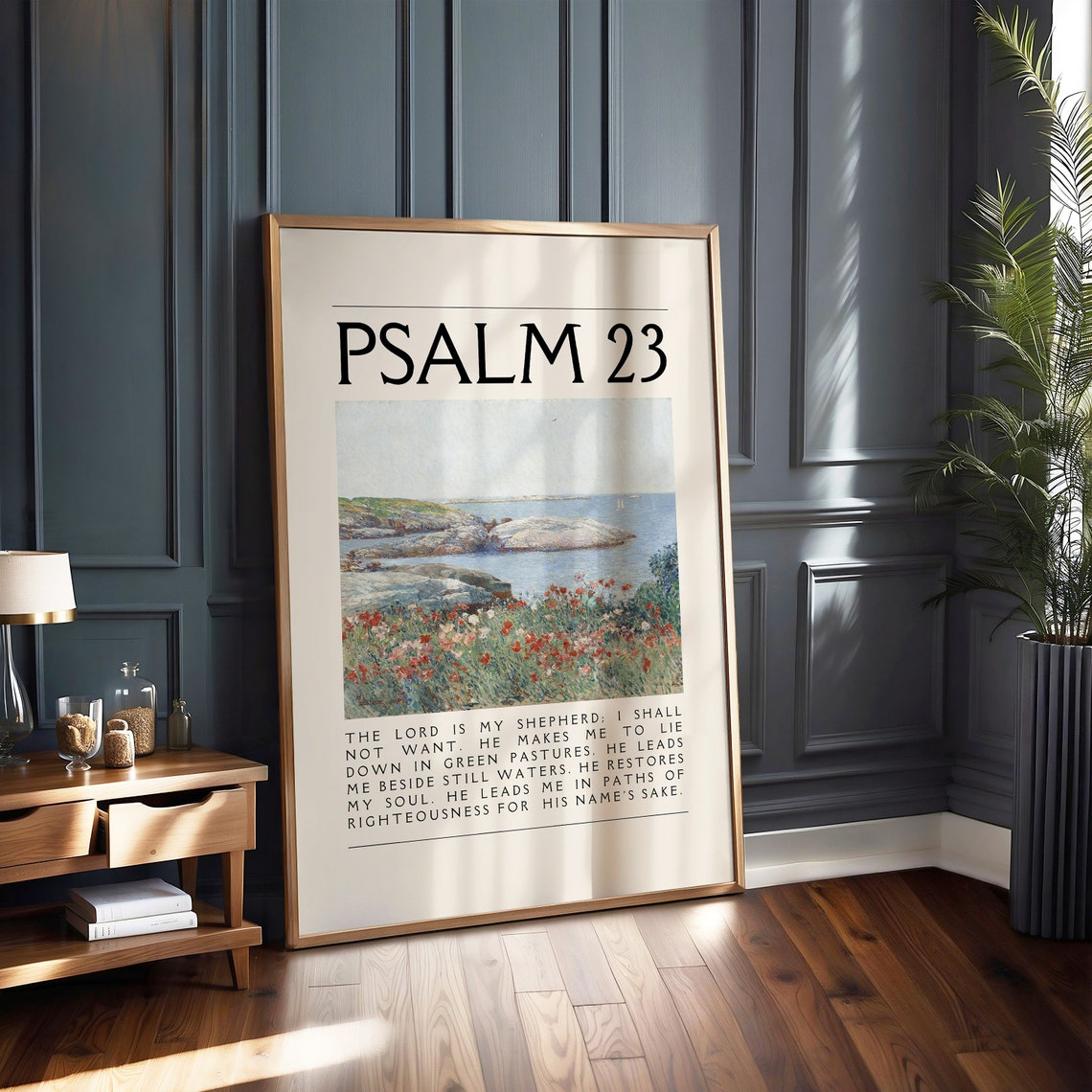 Psalm 23 Shepherd Coastal Scripture Vintage Verse Art Poster - Image 2