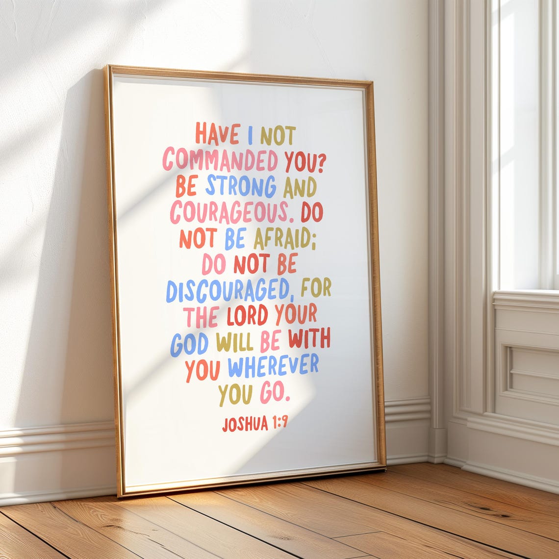 Joshua 1 9 Be Strong And Courageous Colorful Hand Lettered Poster - Image 4