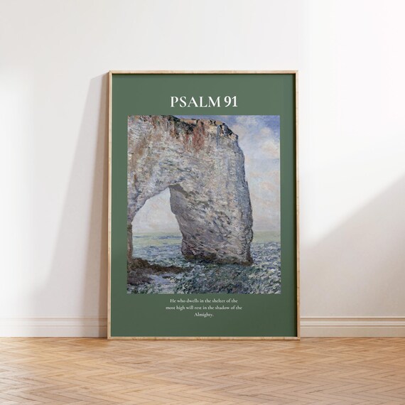 Psalm 91 Shelter Of The Most High Green Seascape Rock Poster