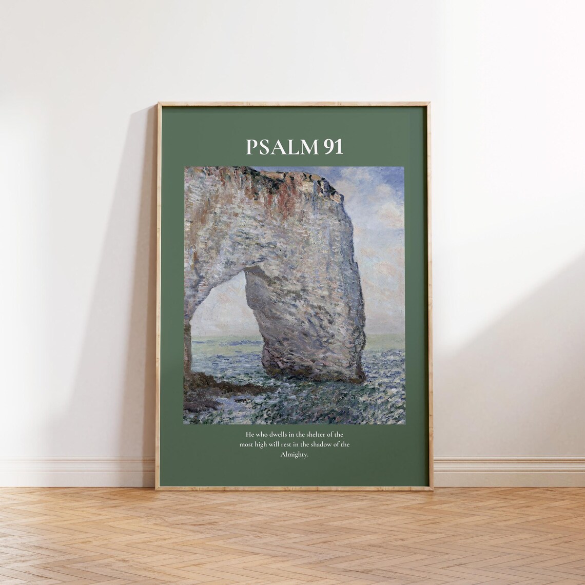 Psalm 91 Shelter Of The Most High Green Seascape Rock Poster