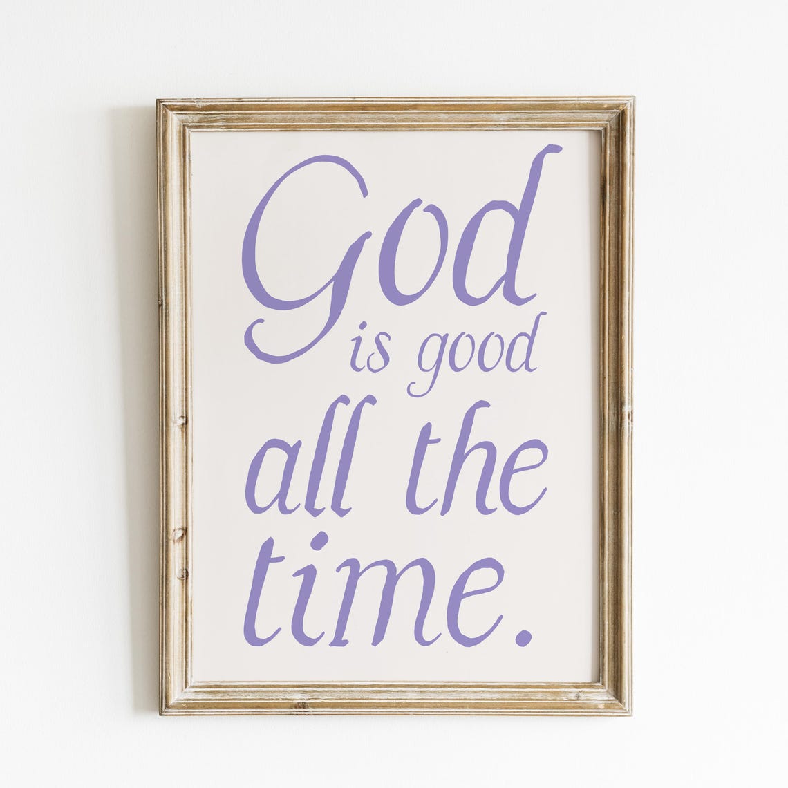 God Is Good All The Time Purple Minimalist Script Typography Poster