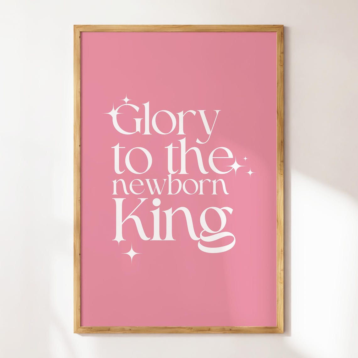 Glory To The Newborn King Pink Typography Christmas Decor Poster - Image 3
