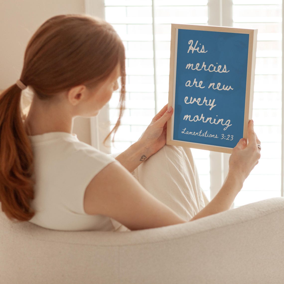 His Mercies Are New Every Morning Blue Hand Lettered Script Poster - Image 4