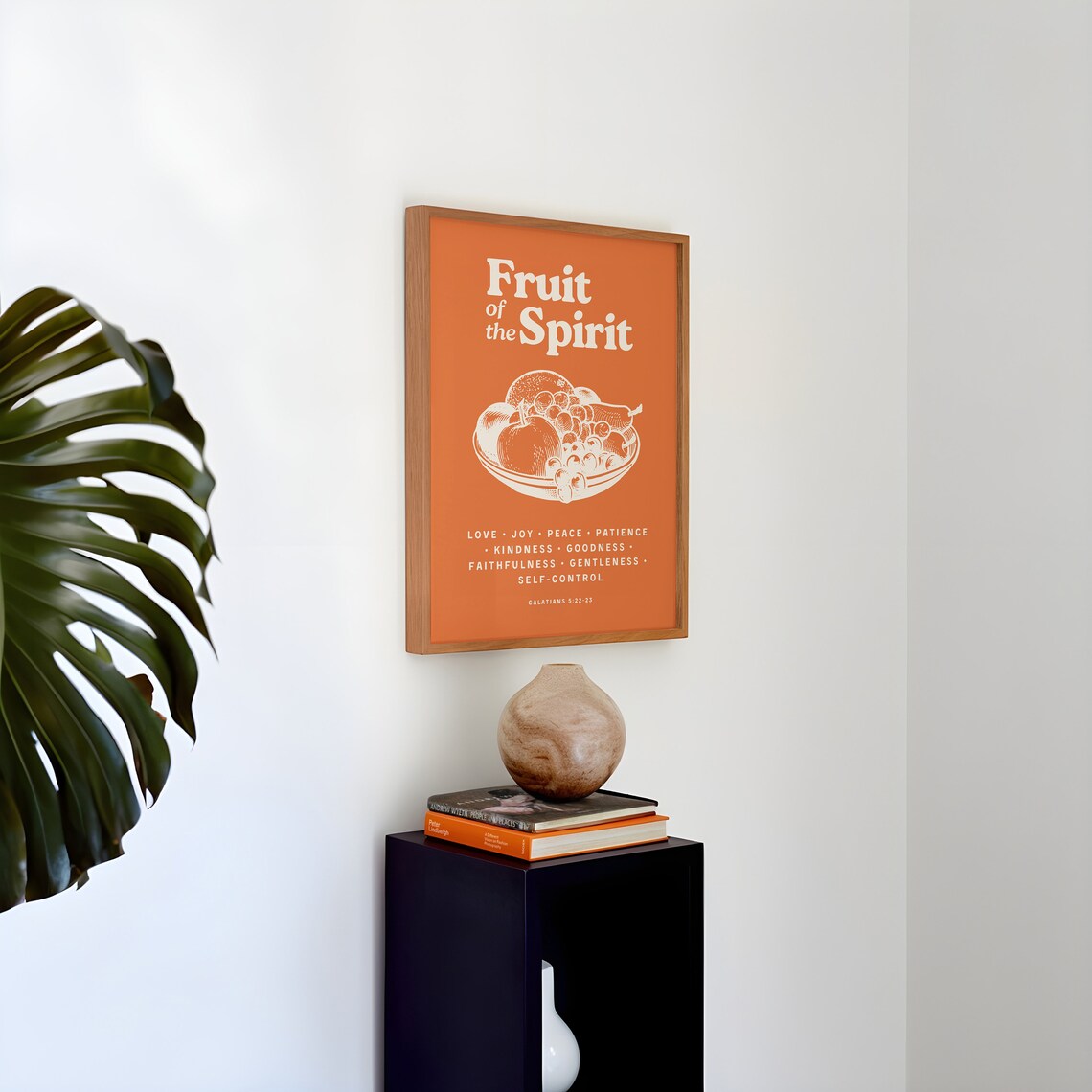 Fruit Of The Spirit Retro Orange Print Fruit Bowl Bible Verse Art - Image 3