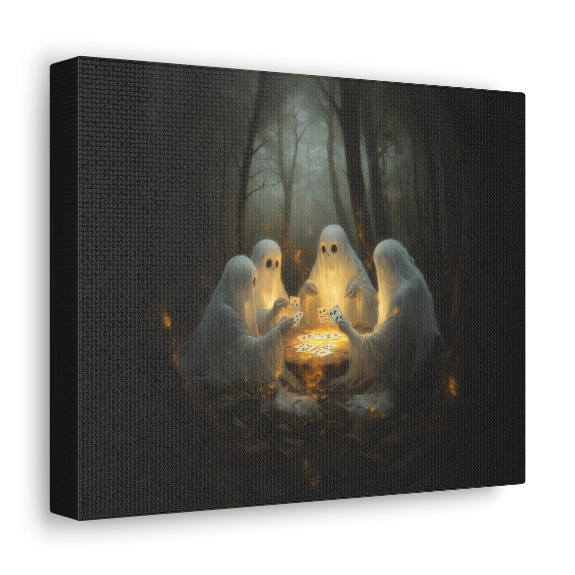 Ghosts Playing Cards Spooky Forest Game Night Halloween Poster - Image 2