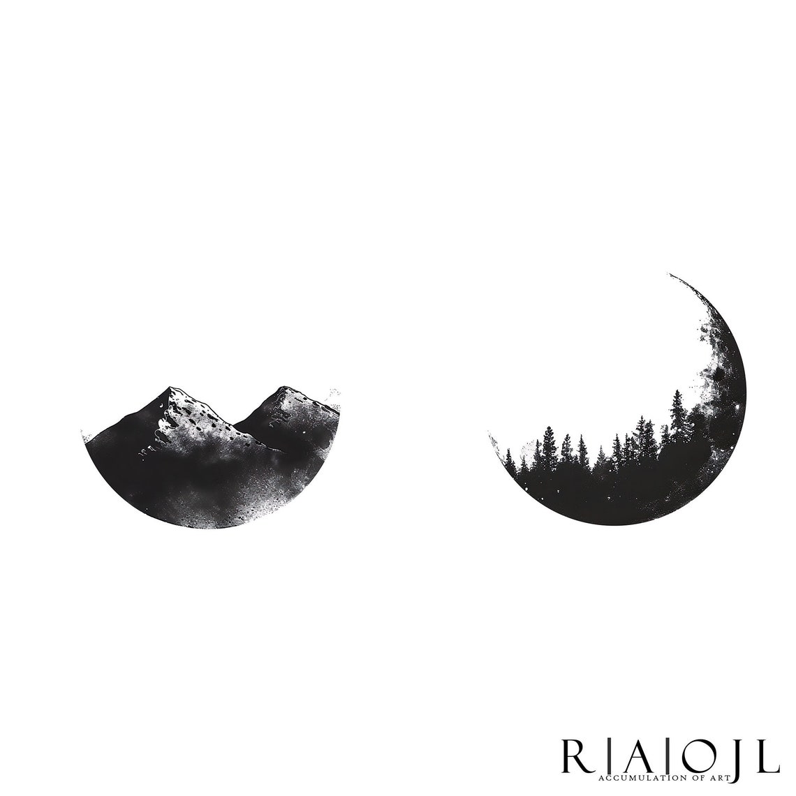 Horizontal Monochrome Moon Phases Celestial Silhouette Poster - Image 4