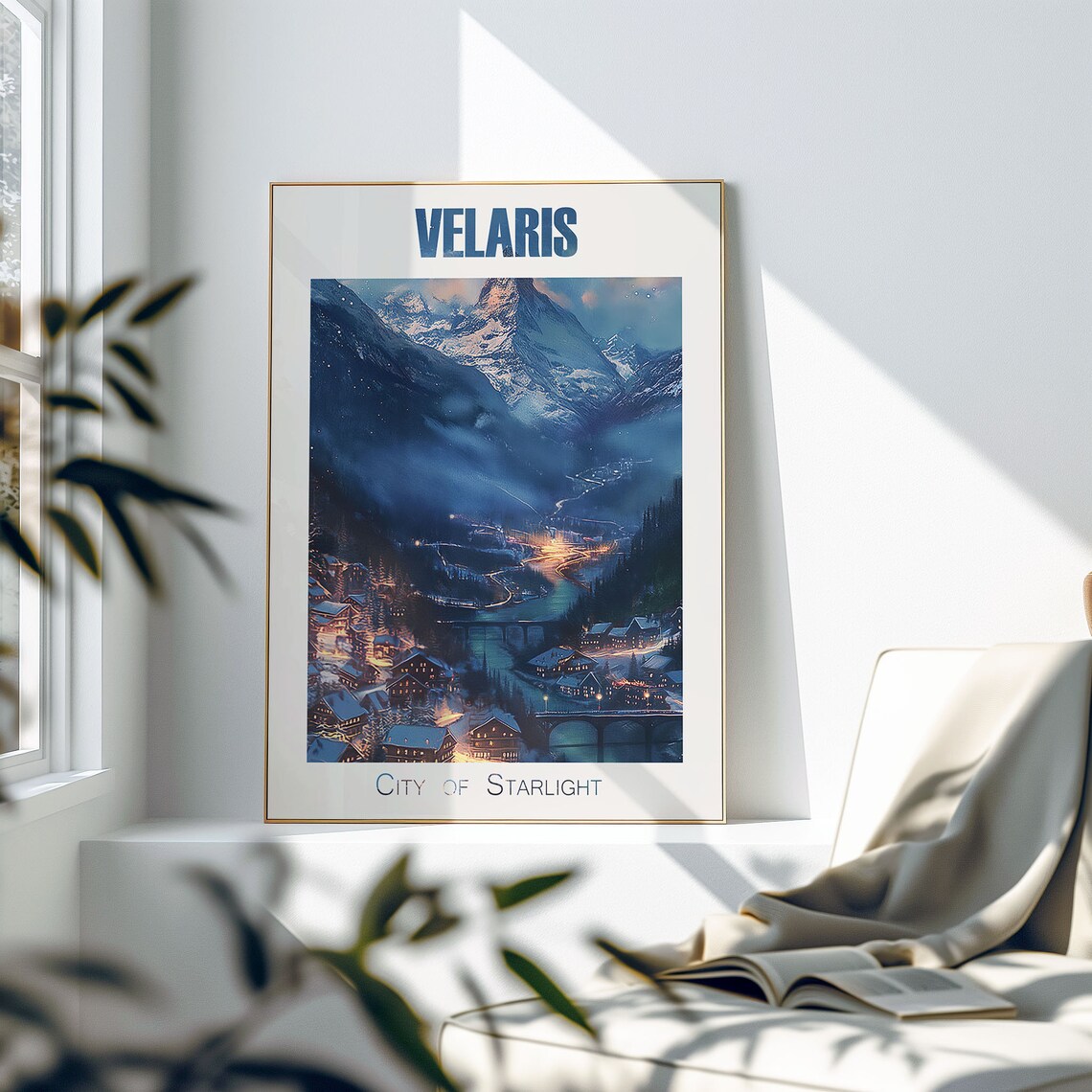 Velaris City Of Starlight Snowy Night Valley Fantasy Scene Poster - Image 2