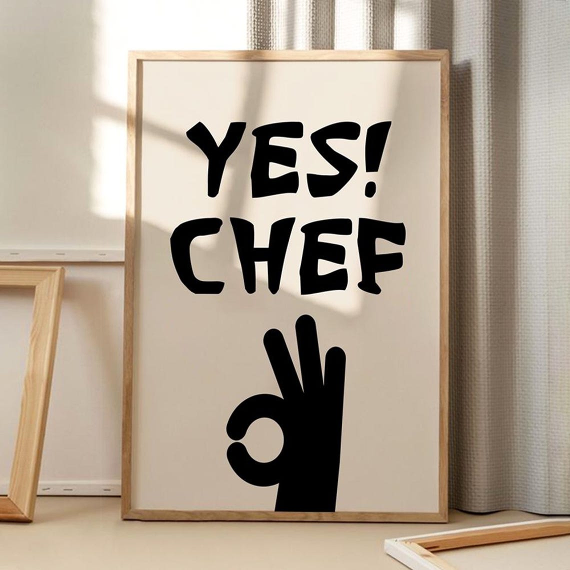Yes Chef Bold OK Hand Retro Minimalist Black And White Food Poster