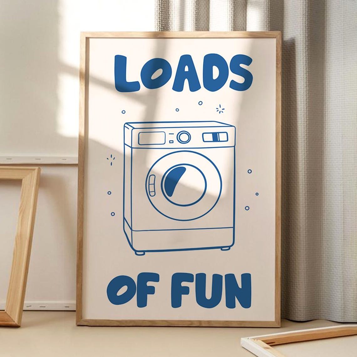 Loads Of Fun Washing Machine Blue Line Laundry Room Decor Poster