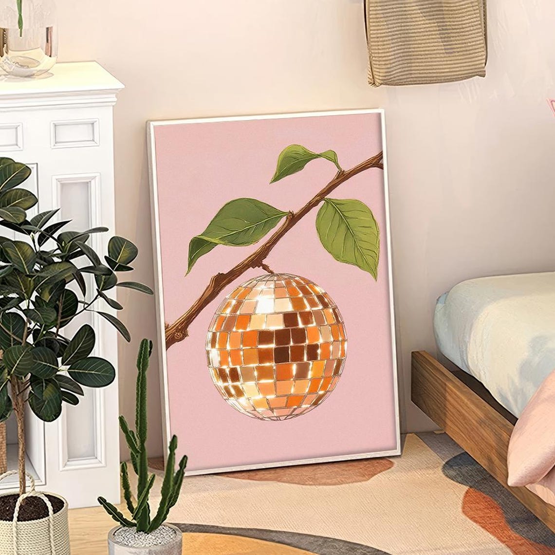 Orange Disco Ball Citrus Fruit Retro Kitchen Pop Art Decor Poster