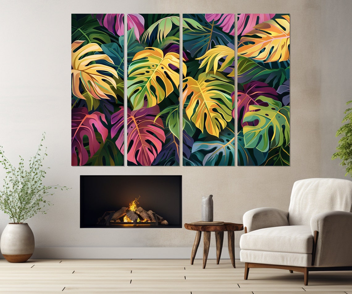 Tropical Leaves Print Tropical Wall Art Abstract Palm Leaves Art Palm Leaf Print Framed And Ready To Hang - Image 2