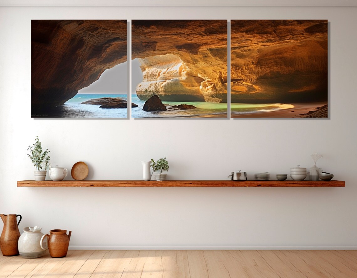 Benagil Cave Algarve Portugal Golden Sea Cave Beach View Poster - Image 4