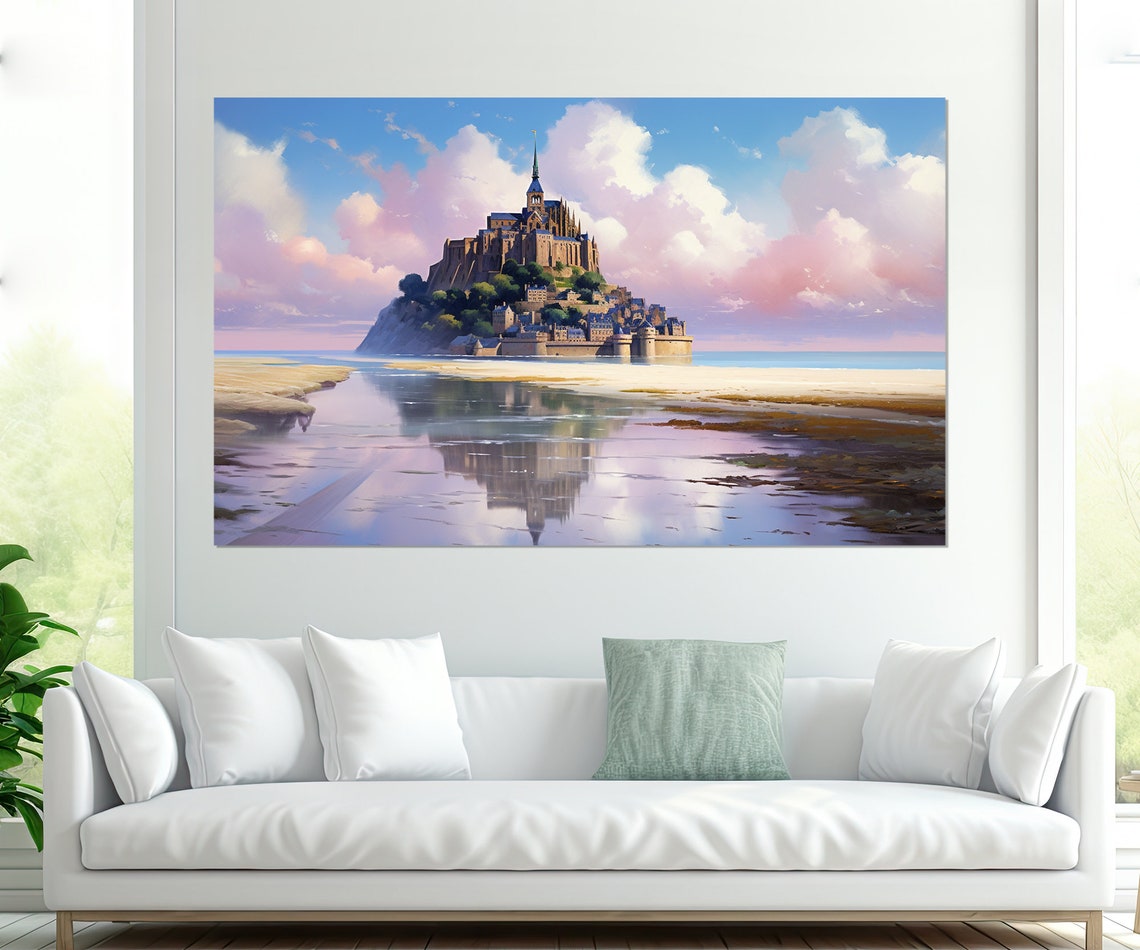 Scenic Mont Saint Michel Print France Art France Painting Wall Art French Wall Decor Framed And Ready To Hang - Image 2