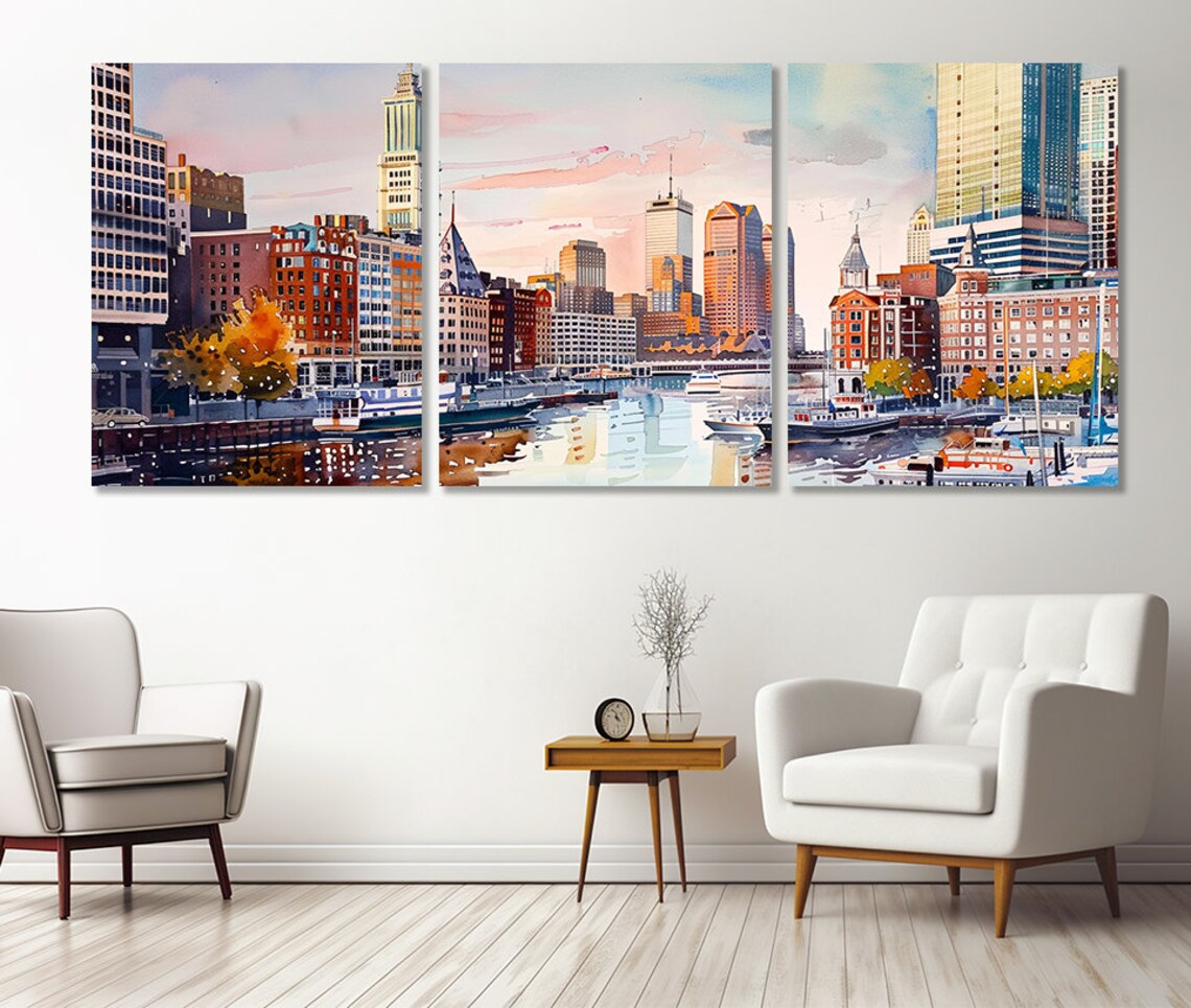 Boston Downtown Skyline Panoramic Wall Art Print - Image 2