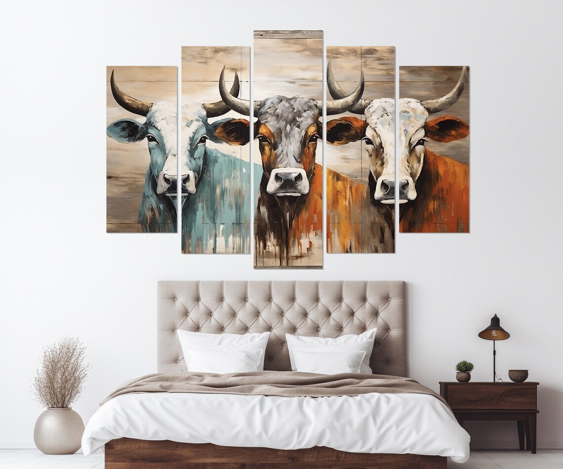 Abstract Cows Modern Art Farm Wall Art Poster - Image 2