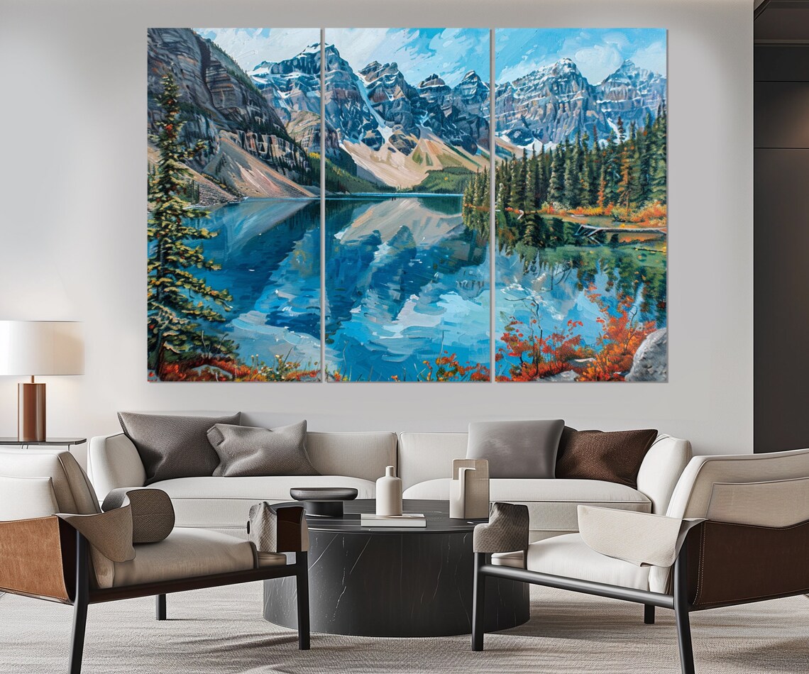 Lake Moraine Canada Rockies Landscape Art Print - Image 4