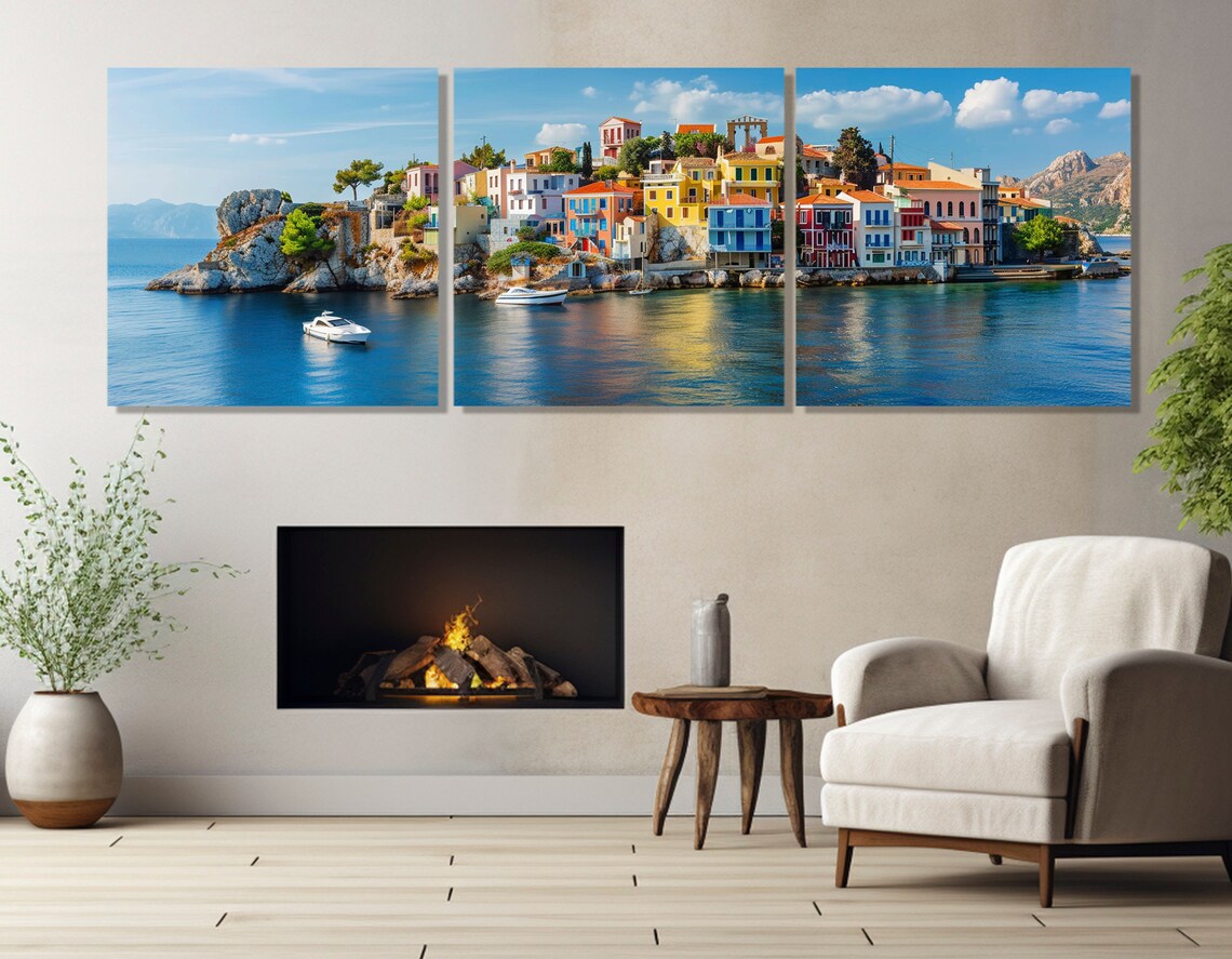 Greek Island Abstract Painting Wall Art Print, Greece - Image 2