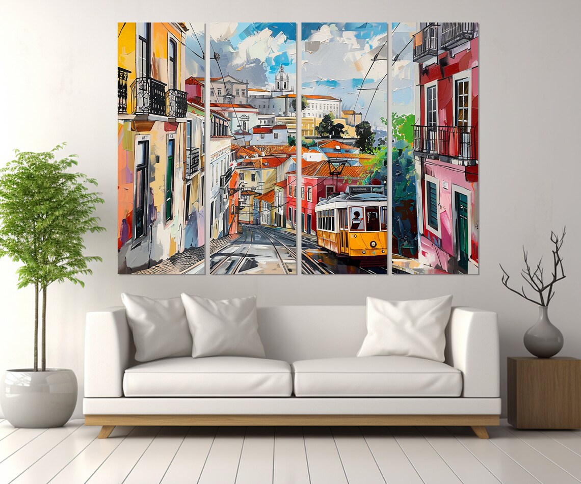 Lisbon Scenic Travel Poster, Portugal Abstract Art - Image 4