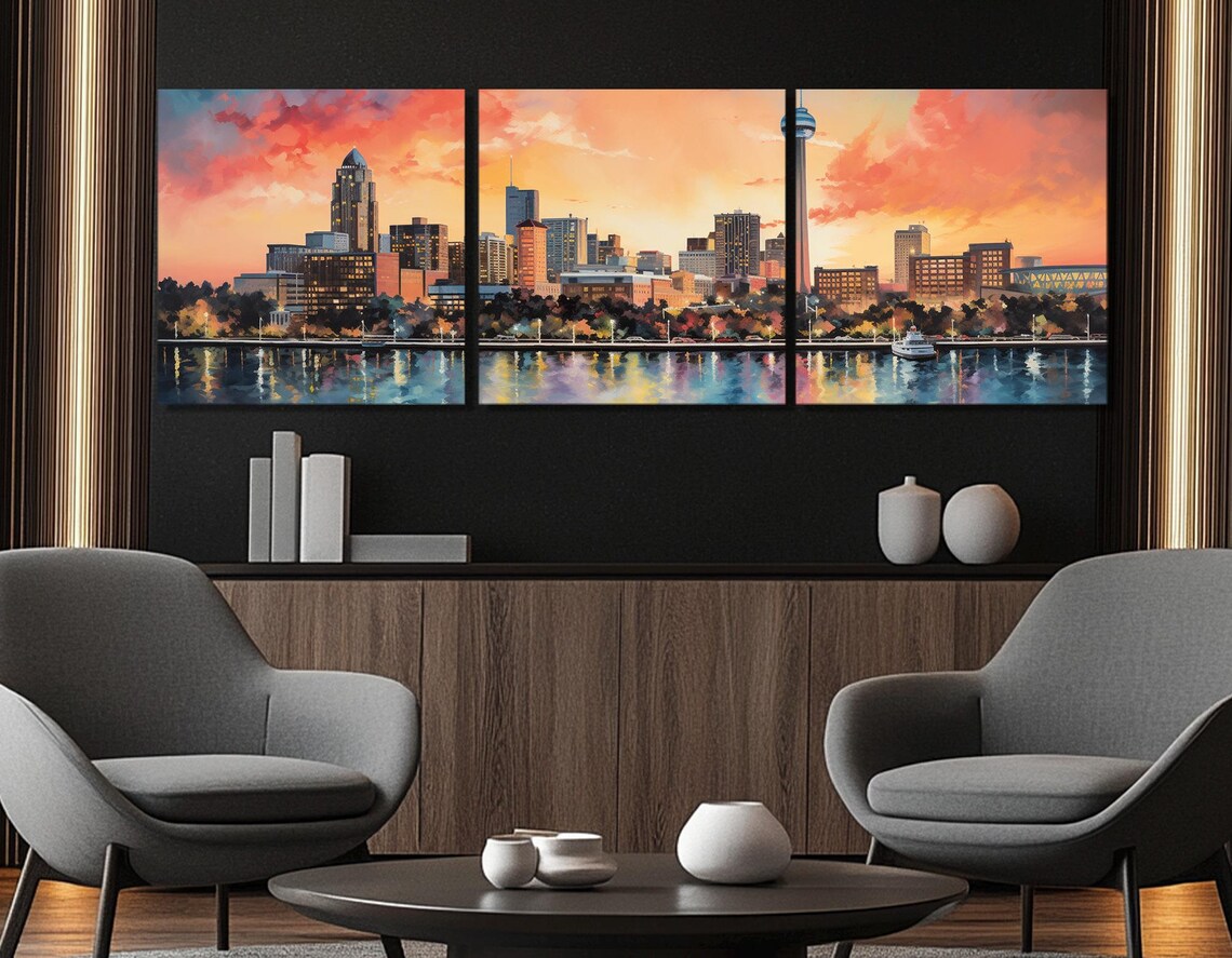 San Antonio Sunset Skyline River Tower Of The Americas Texas Poster - Image 4