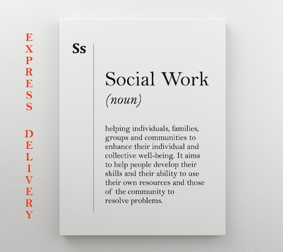 Social Work Definition Print Social Worker Gift Coworker Gift New Job Wall Art Scandinavian Social Work Wall Art Social Poster