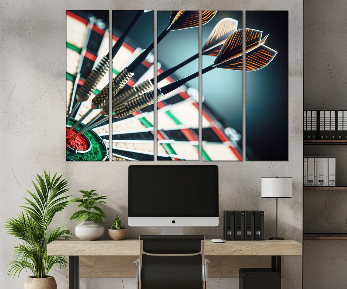 Bullseye Dartboard Darts Close Up Macro Shot Game Room Wall Art Poster - Image 3