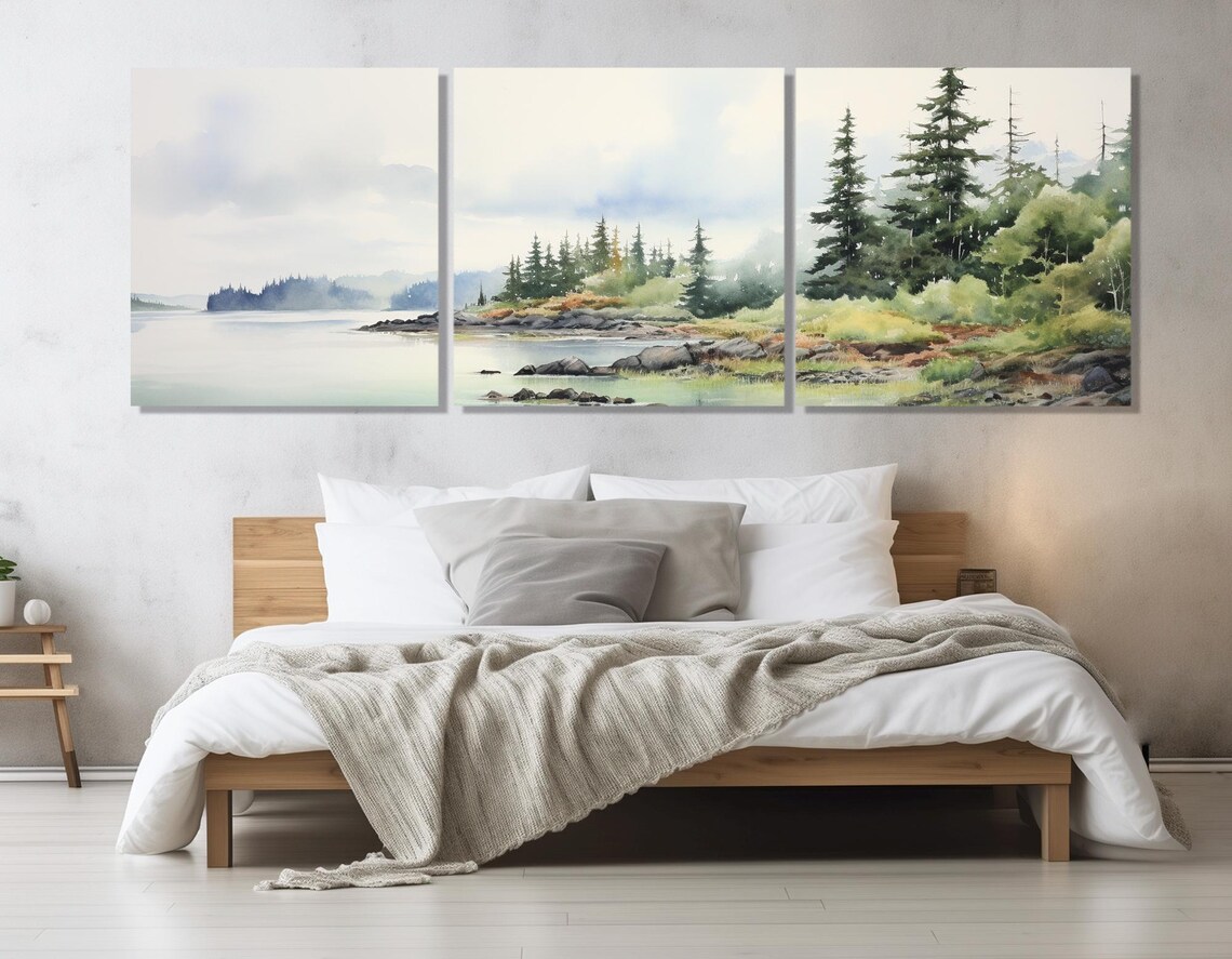 Isle Royale Lake Superior Pine Shore Misty Watercolor Travel Poster - Image 3