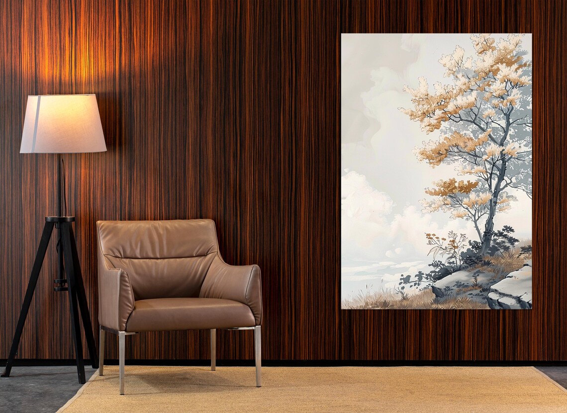 Japanese Ukiyo Tree Painting Art Print, Nature Decor - Image 4