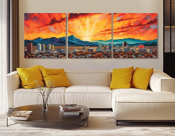 Abstract San Jose Sunset Print San Jose Wall Art Scenic San Jose Skyline Large San Jose Painting Framed And Ready To Hang