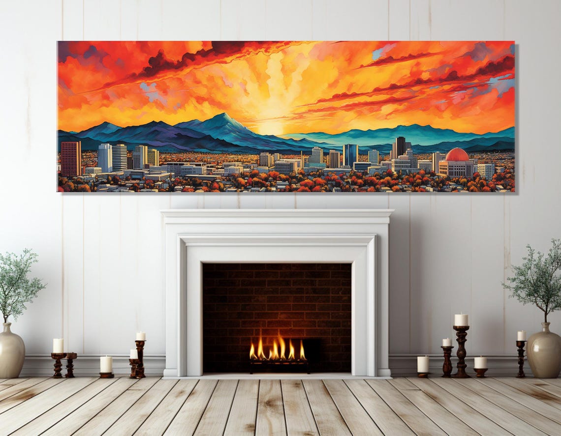 San Jose Sunset Triptych With Fiery Sky Over City And Mountains Poster - Image 2