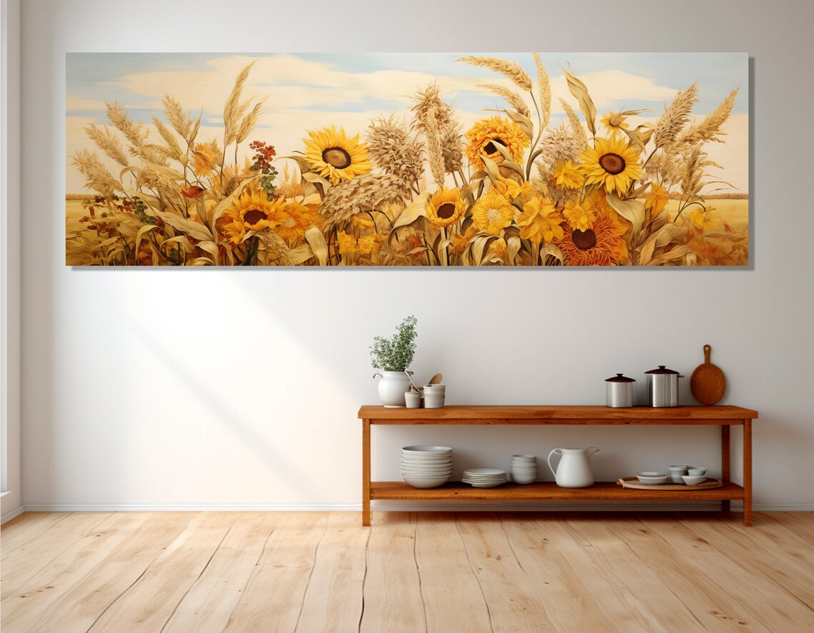 Sunflowers And Wheat Rustic Farmhouse Art Print - Image 3