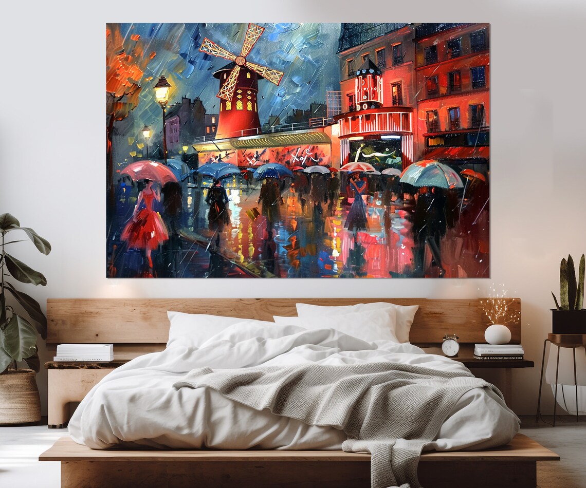 Paris Abstract Windmill Art Print, Romantic Wall Decor