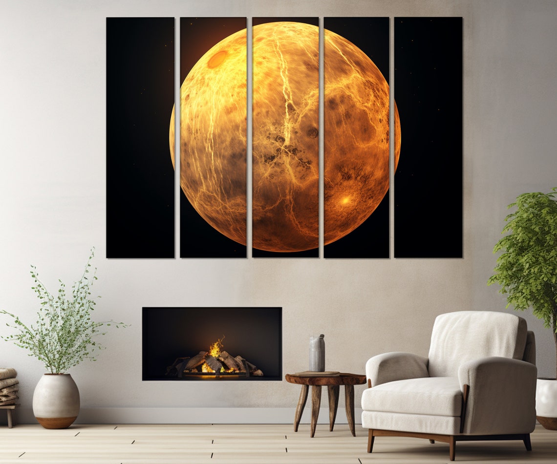 Glowing Orange Venus Planet Dramatic Space Astronomy Wall Art Poster - Image 3