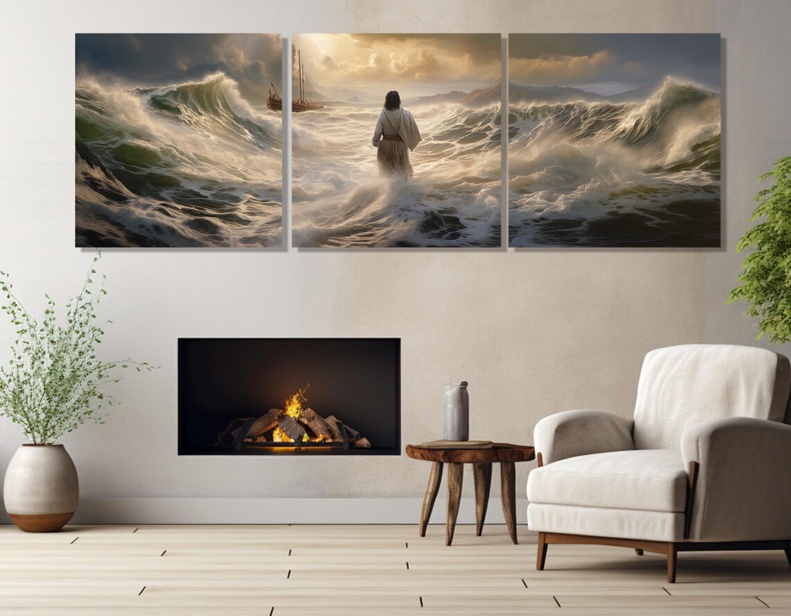 Jesus Walking On Water Religious Painting Poster - Image 3