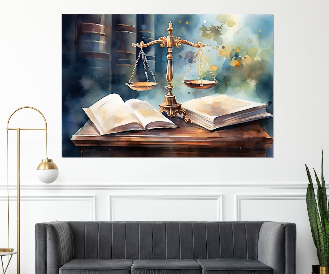 Justice Vintage-Style Oil Painting Print, Office Decor
