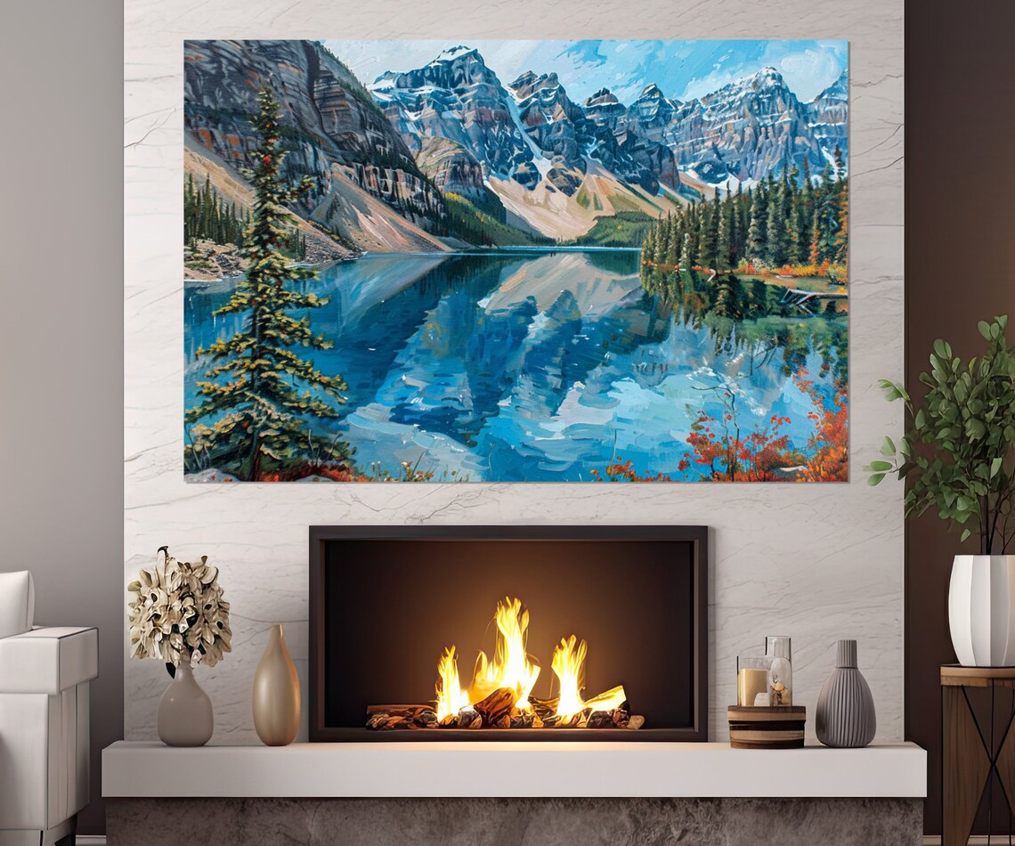 Lake Moraine Canada Rockies Landscape Art Print - Image 2