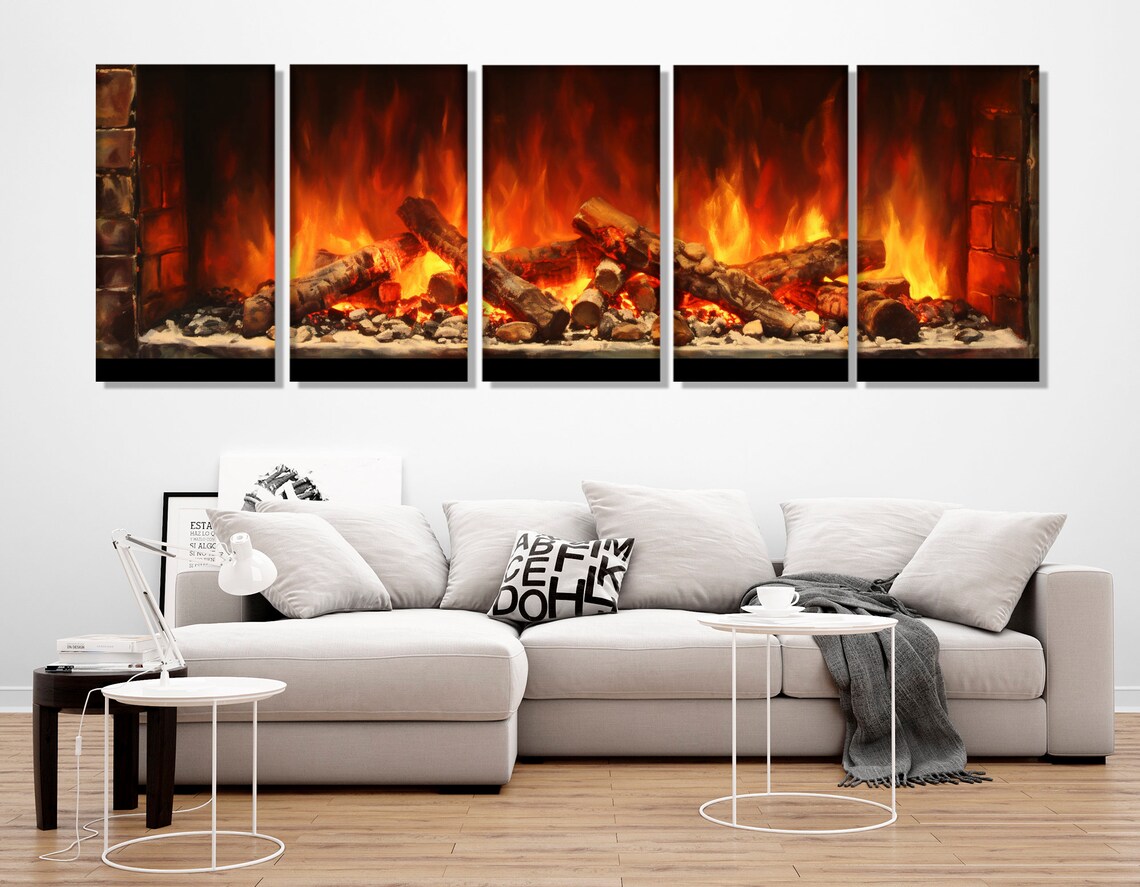 Fireplace Painting Print, Contemporary Wall Art - Image 2