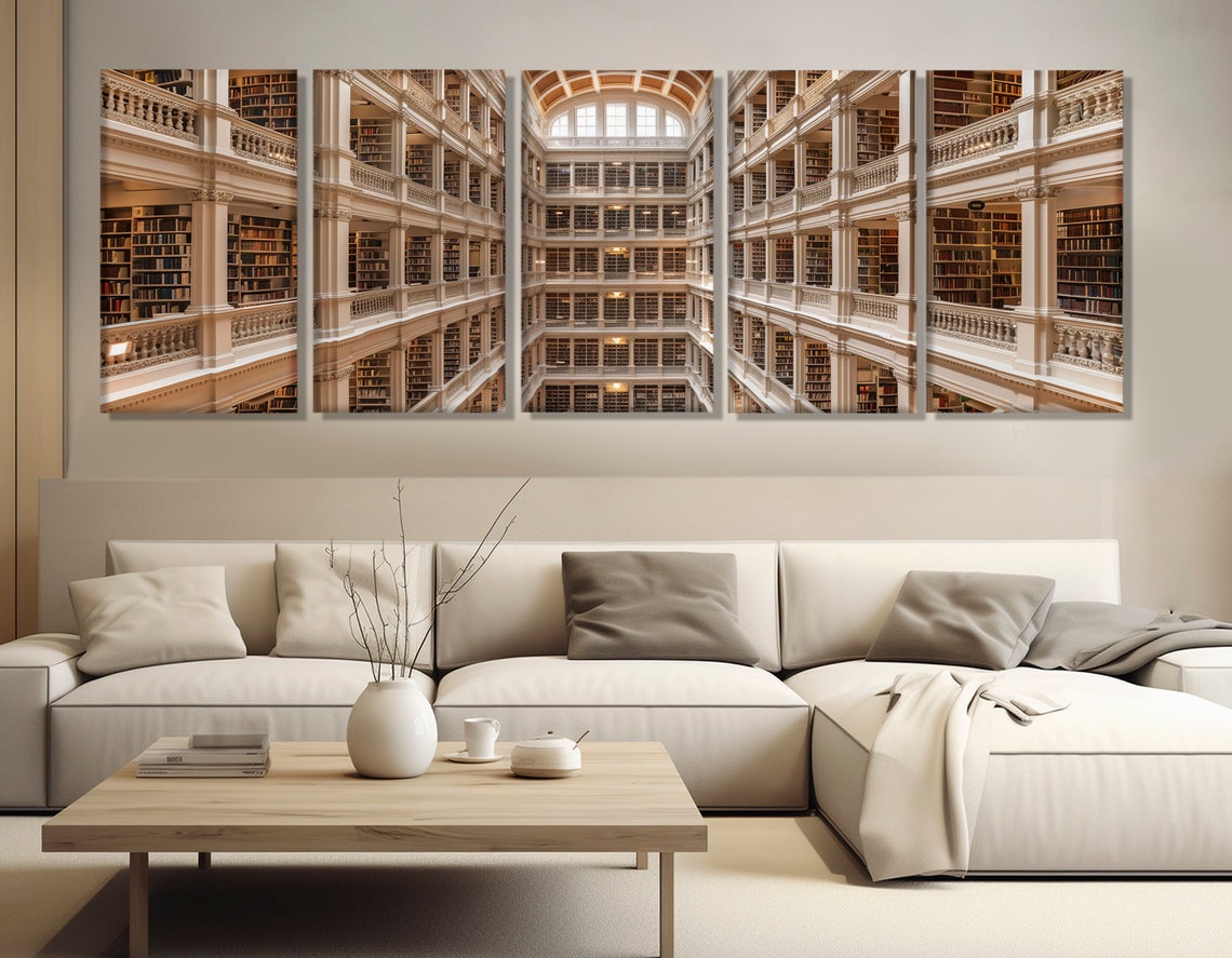 Large Library Print Library Wall Art Abstract Library Poster Librarian Gift Reading Wall Art Framed And Ready To Hang - Image 3