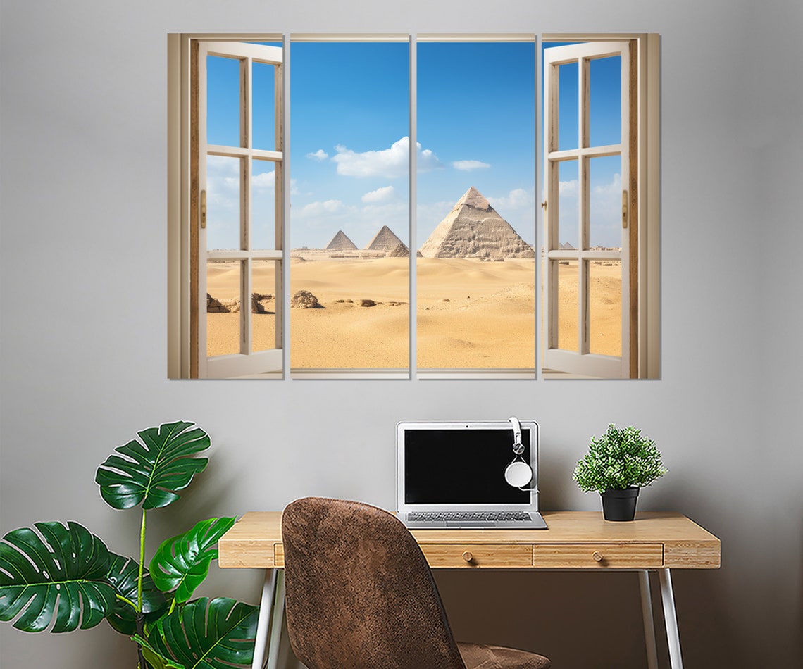 Open Window With Egyptian Pyramids View - Image 2