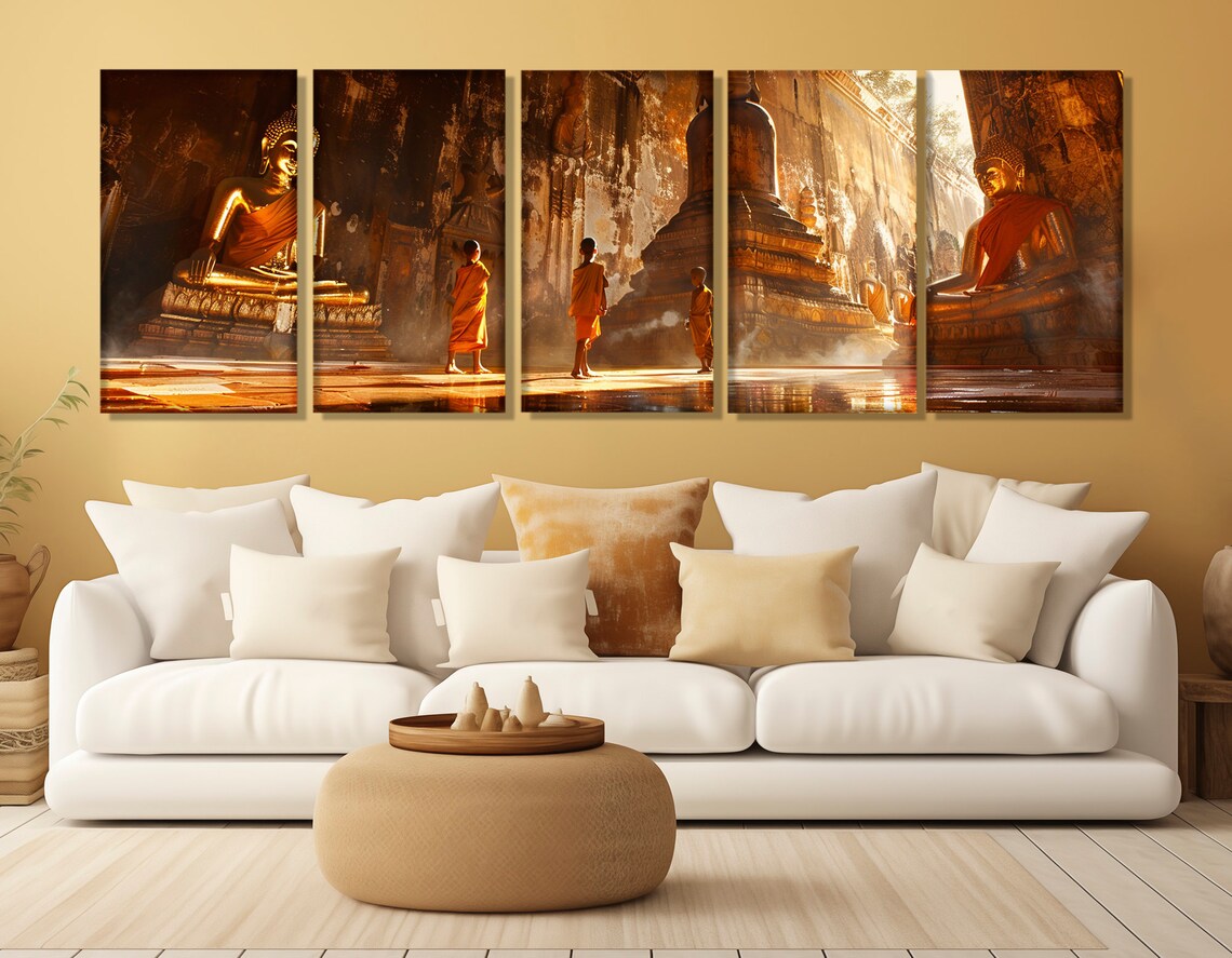 Children Monks in Buddhist Temple Wall Art Print - Image 4