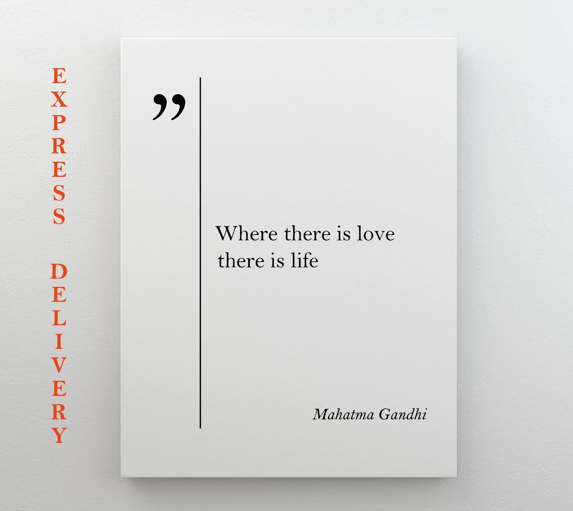 Mahatma Gandhi Quote Print Where There Is Love Minimalist Art