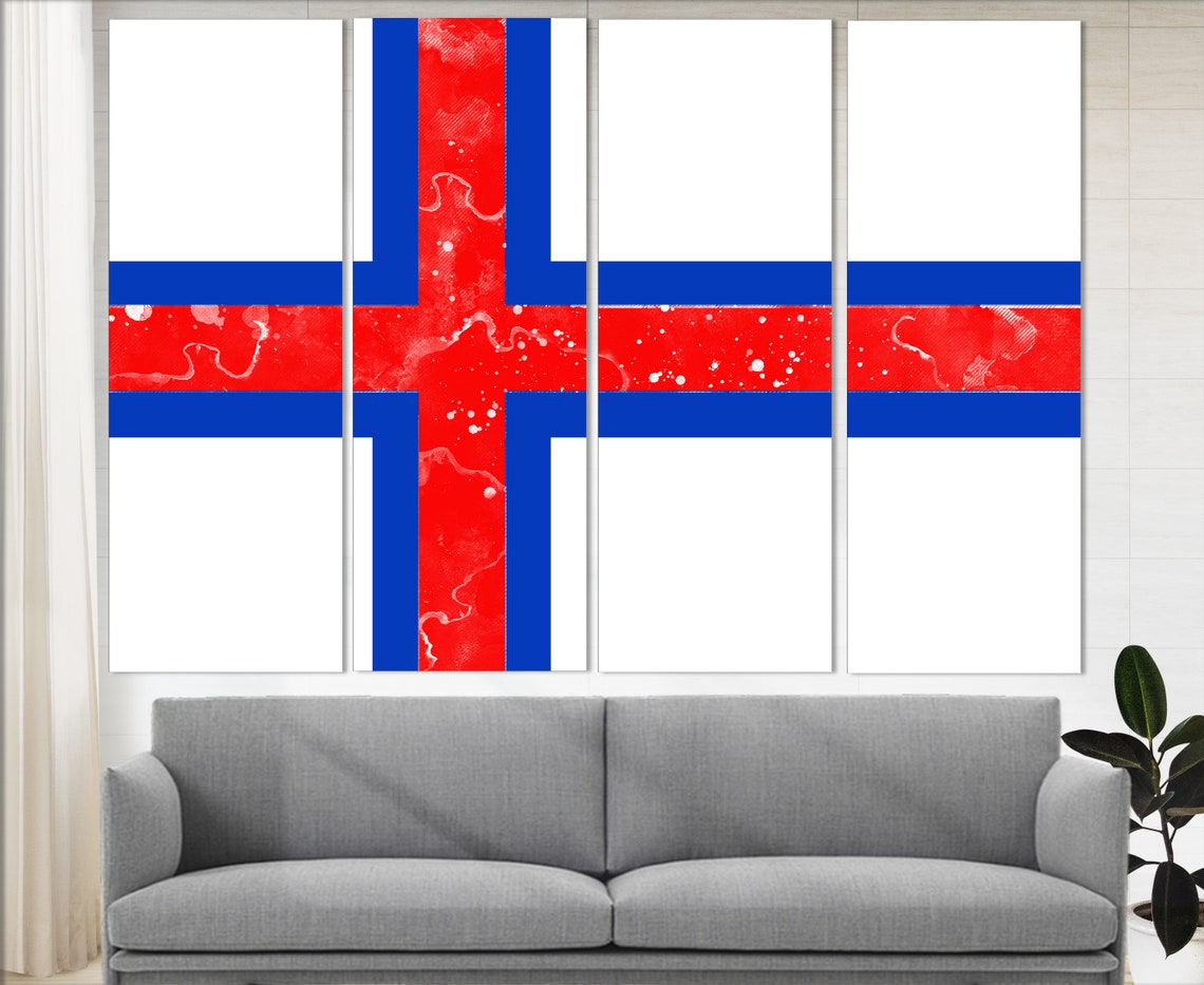 Faroe Islands Flag Print Faroe Islands Wall Art Flag Offaroe Islands Print - Image 3