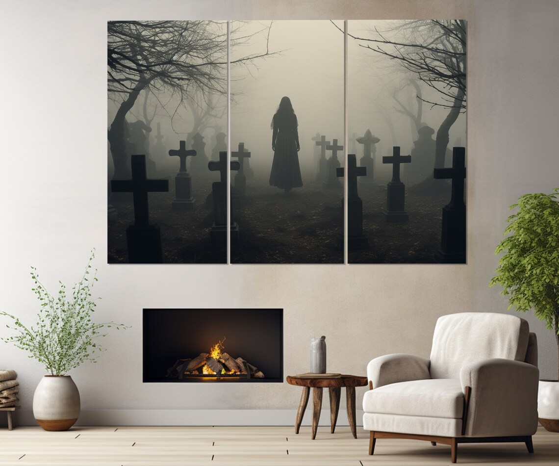 Woman in the Cemetery, Vintage Gothic Poster Print - Image 3