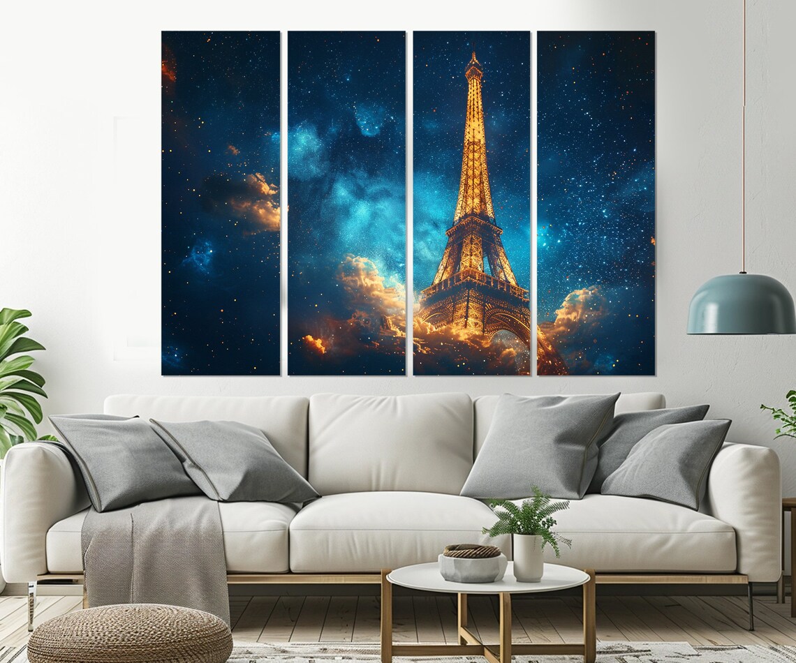 Abstract Eiffel Tower At Night, Paris Art Print - Image 3