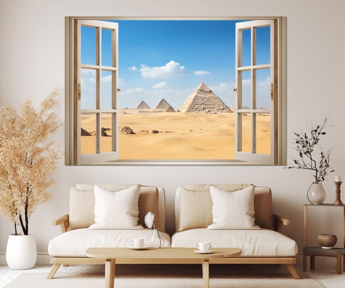 Open Window With Egyptian Pyramids View - Image 4
