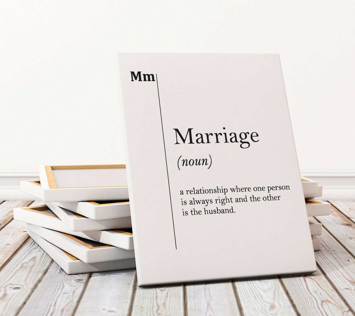 Marriage Definition Funny Quote Print Black White Typography Poster - Image 3